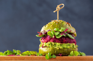 delicious burger with microgreens-min